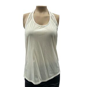 Lululemon White Mesh Racerback Tank Top Scoopneck Lightweight Activewear Women S